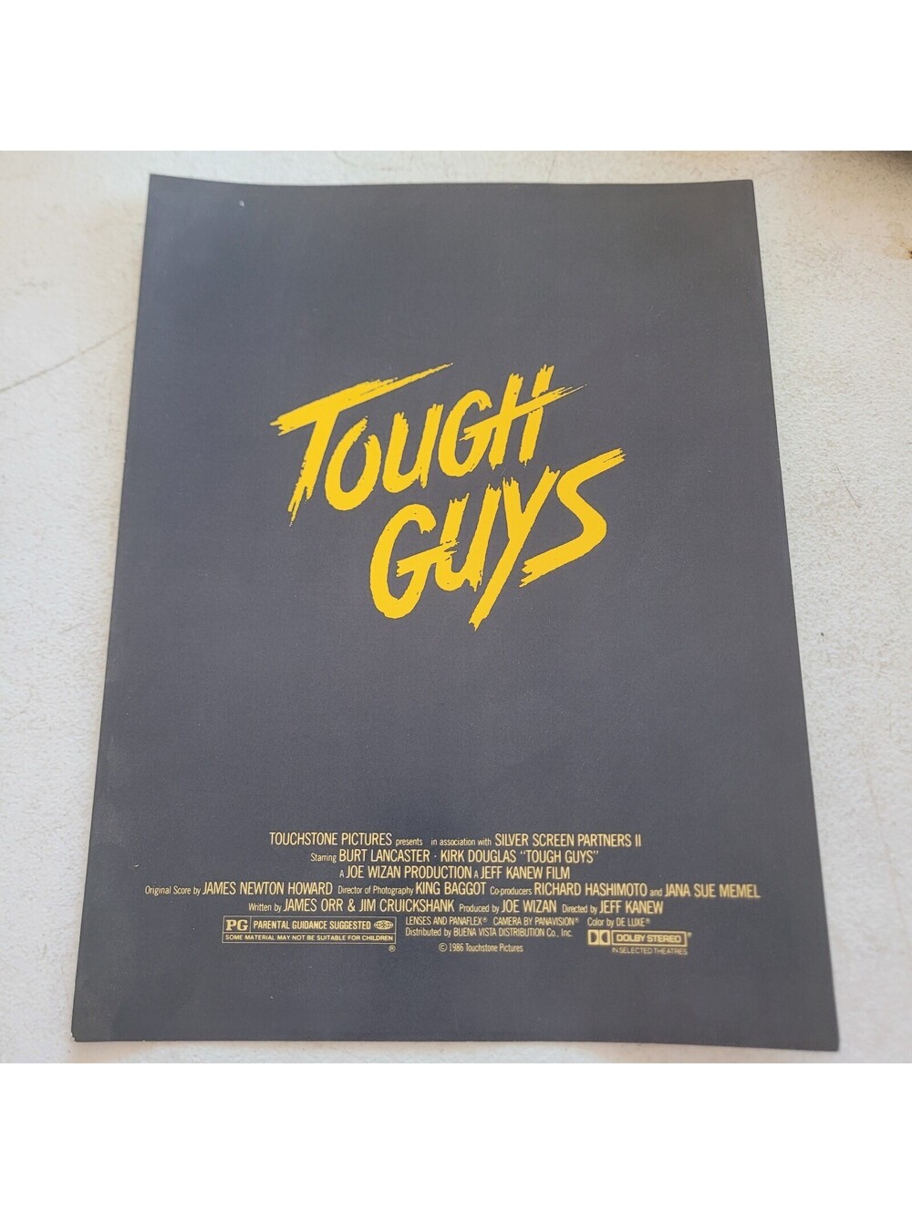 Tough Guys 1986 Movie Promo Sheet Burt Lancaster Kirk Douglas Touchstone